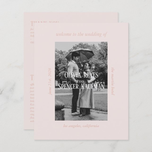 Vintag Chic Romantic Old Money Wedding Programm (Vorne/Hinten)