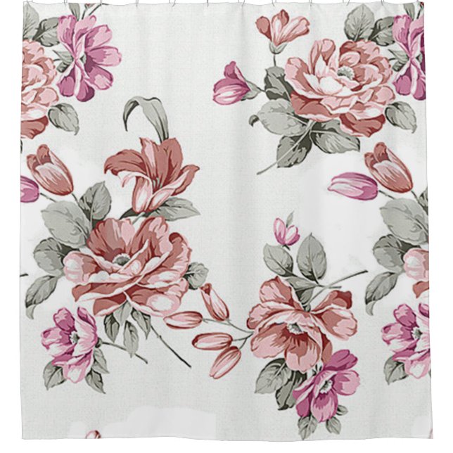 Vintag Chic Shabby Girly Blume Duschvorhang (Vorderseite)