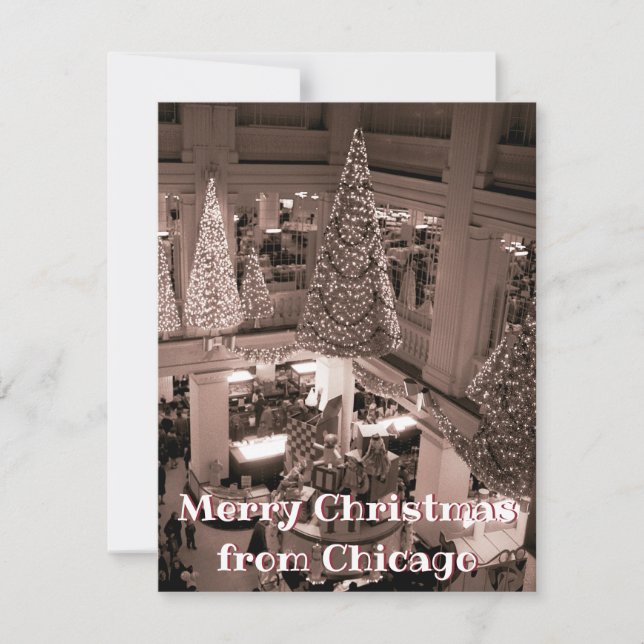 Vintag CHICAGO CHRISTMAS Marshall Field Feiertagskarte (Vorderseite)