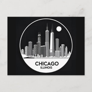 Vintag Chicago Illinois City Skyline Retro Travel Postkarte