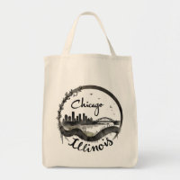 Vintag Chicago Illinois City Skyline Retro Travel