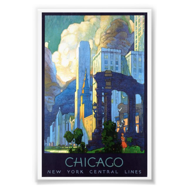 Vintag Chicago Illinois Travel Poster (Vorne)