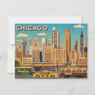 Vintag Chicago Postkarte