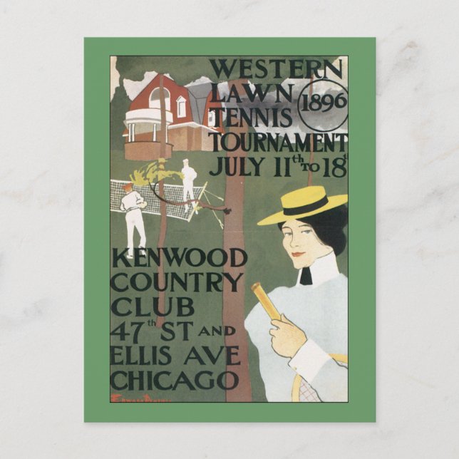 Vintag Chicago Tennis Poster Postkarte (Vorderseite)