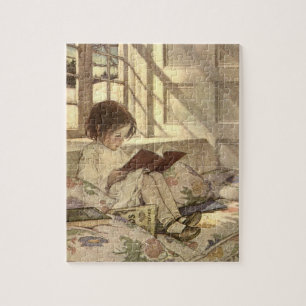 Vintag Child Reading a Book, Jessie Willcox Smith