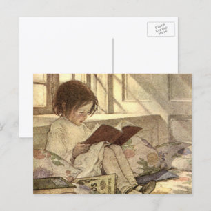Vintag Child Reading a Book, Jessie Willcox Smith Postkarte
