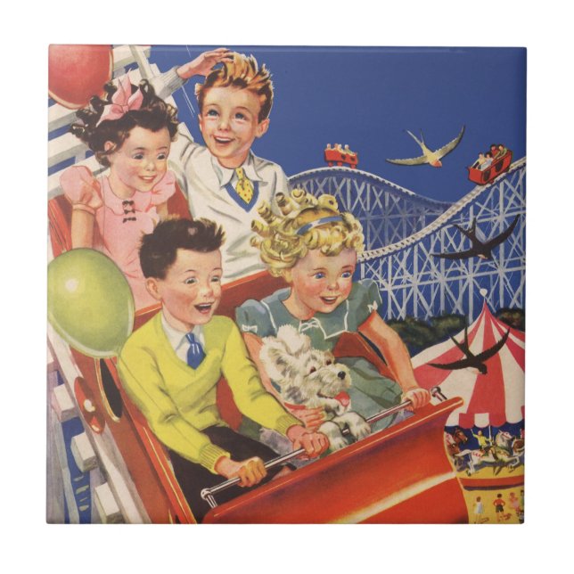 Vintag Children Balloons Dog Roller Untersetzer Ri (Vorderseite)