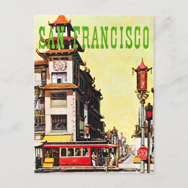 Vintag Chinatown San Francisco Travel Postkarte (Vorderseite)
