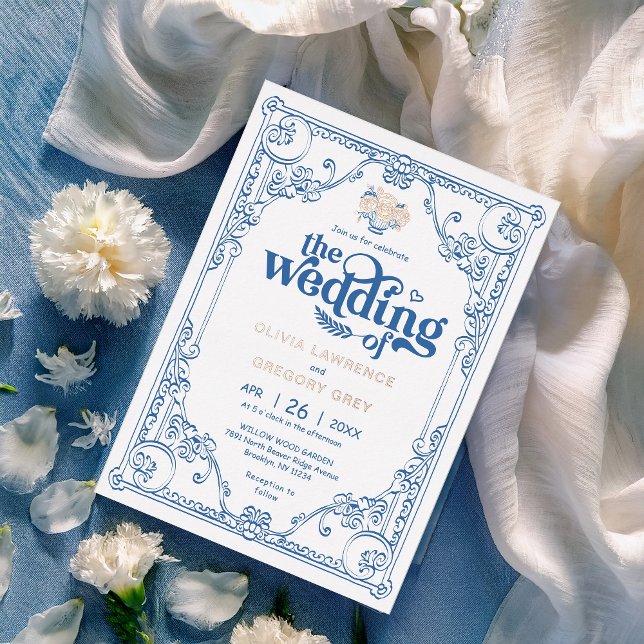Vintag Chinoiserie Antiquitätenhochzeit Folieneinladung (Von Creator hochgeladen)
