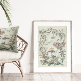 Vintag Chinoiserie Garden Jean-Baptiste Pillement Seidenpapier