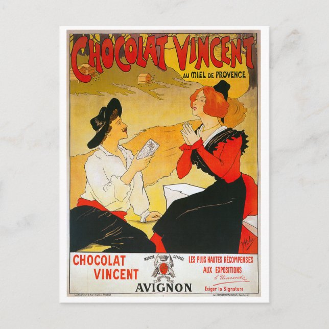 Vintag Chocolat Vincent Ad Postkarte (Vorderseite)