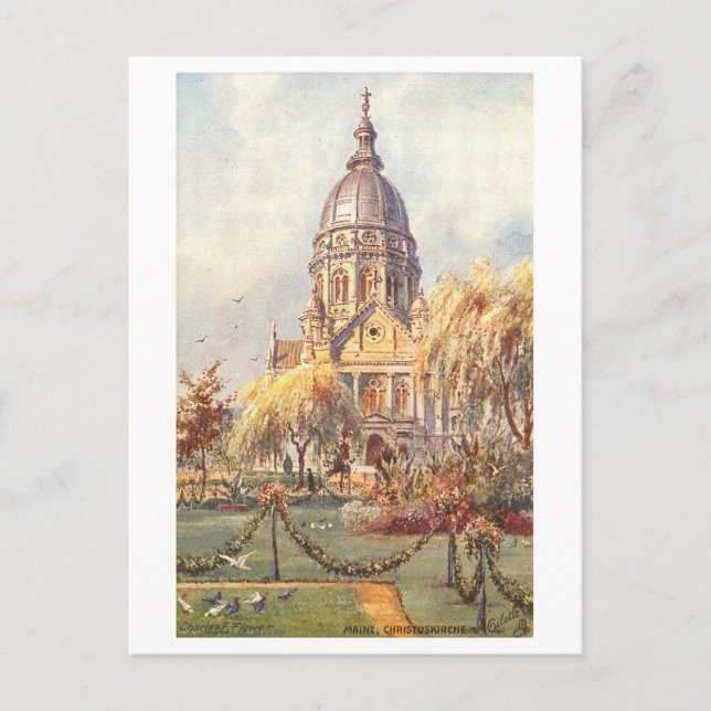 Vintag Christ Church Mainz Deutschland Postkarte (Vorderseite)