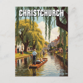 Vintag Christchurch Neuseeland Avon River Postkarte