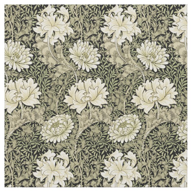 Vintag Chrysanthemum 1877 Stoff (Nahaufnahme)