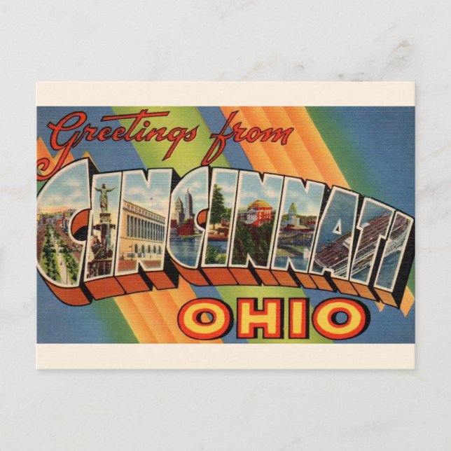 Vintag Cincinnati Greeting Postkarte (Vorderseite)