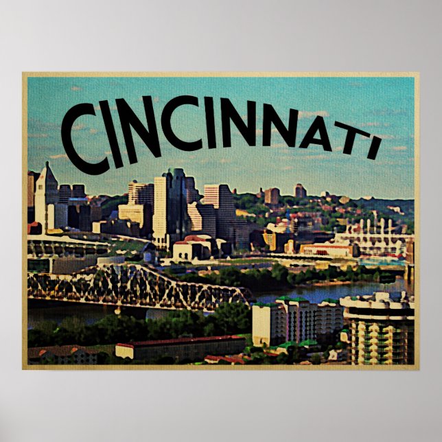 Vintag Cincinnati Skyline Poster (Vorne)