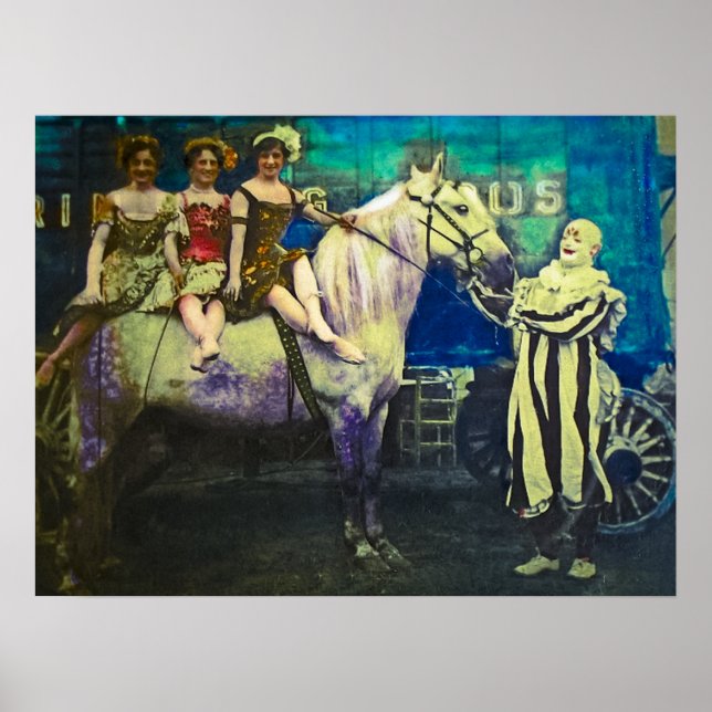 Vintag Circus Jack Clown und Drei Königinnen Poster (Vorne)