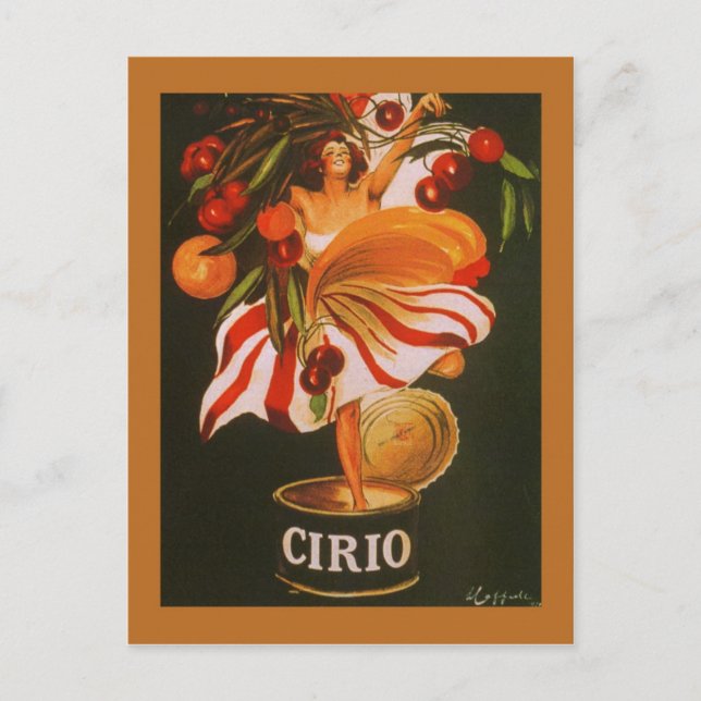 Vintag Cirio Cherries Italienisch Postkarte (Vorderseite)