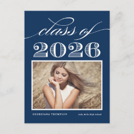 Vintag Class of 2025 Navy Blue Foto Abschluss Postkarte