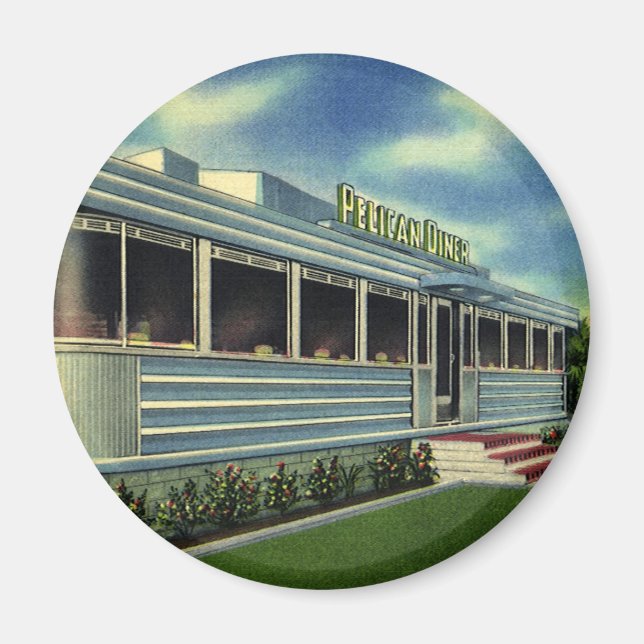 Vintag Classic 50er Retro Restaurant Pelican Diner Magnet (Vorne)