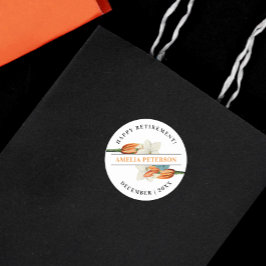 Vintag Classic Elegante Weißer Orange Lily Flora Runder Aufkleber