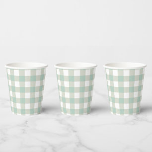 Vintag Classic Gingham Karo Grayish Blue Pappbecher