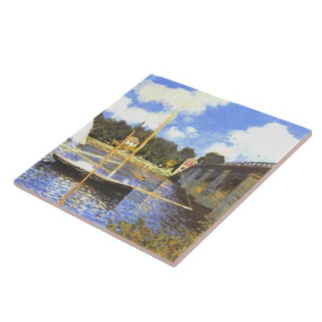 Vintag Claude Monet Die Argenteuil-Brücke Fliese (Seite)