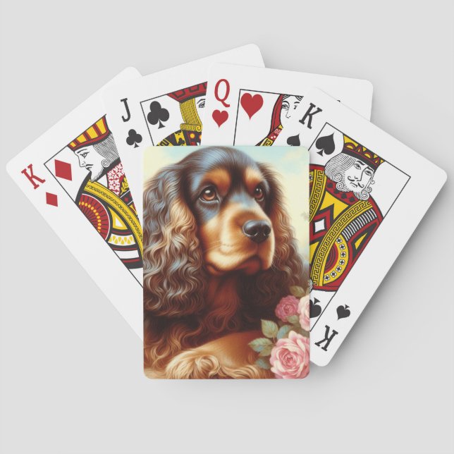 Vintag Cocker Spanischmalerei Spielkarten (Rückseite)