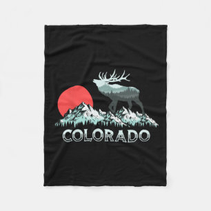 Vintag Colorado Elk Hunter Conservation Retro Gra Fleecedecke
