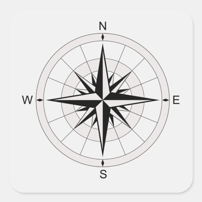 Vintag Compass-Rose Quadratischer Aufkleber (Vorderseite)