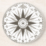 Vintag Compass Rose Stone Untersetzer<br><div class="desc">Eine Vintage Kompass-Rose in Sepia auf einem Untersetzer aus Stein. Das Zentrum liest "Mariner-Kompass". Ein fantastisches Geschenk für einen Agent, Schiffskapitän oder Weltreisenden.</div>