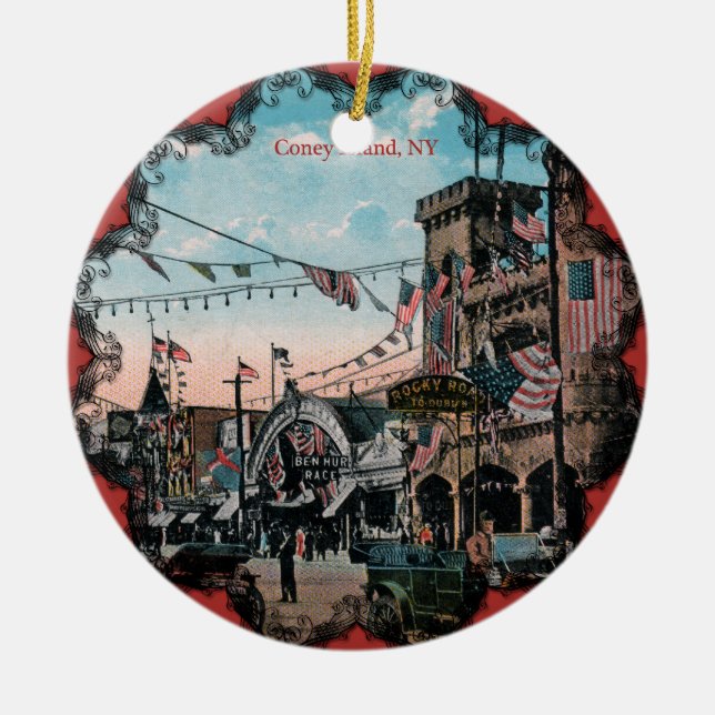 Vintag Coney Island Keramik Ornament (Vorne)
