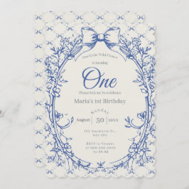 Vintag Coquette Blue Bow Einladung