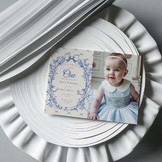 Vintag Coquette Blue Bow Einladung