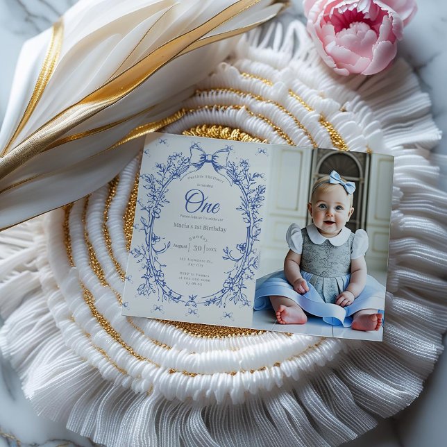 Vintag Coquette Blue Bow Einladung (Von Creator hochgeladen)