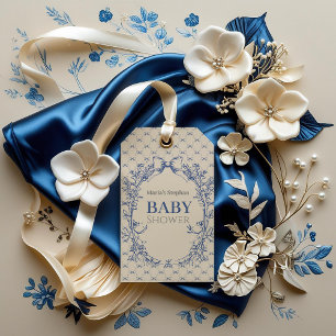 Vintag Coquette Blue Bow Geschenkanhänger