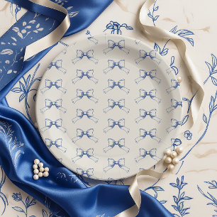 Vintag Coquette Blue Bow Pappteller