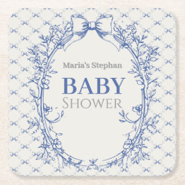 Vintag Coquette Blue Bow Rechteckiger Pappuntersetzer