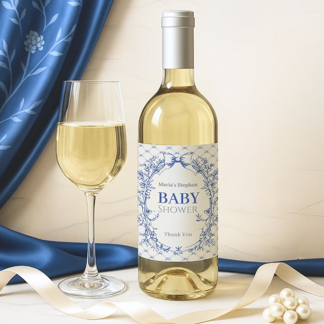 Vintag Coquette Blue Bow Weinetikett (Von Creator hochgeladen)