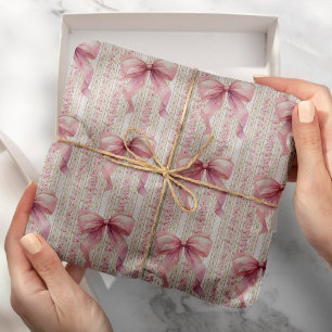 Vintag Coquette Rosa Bow Liebe Shack Geburtstag Geschenkpapier