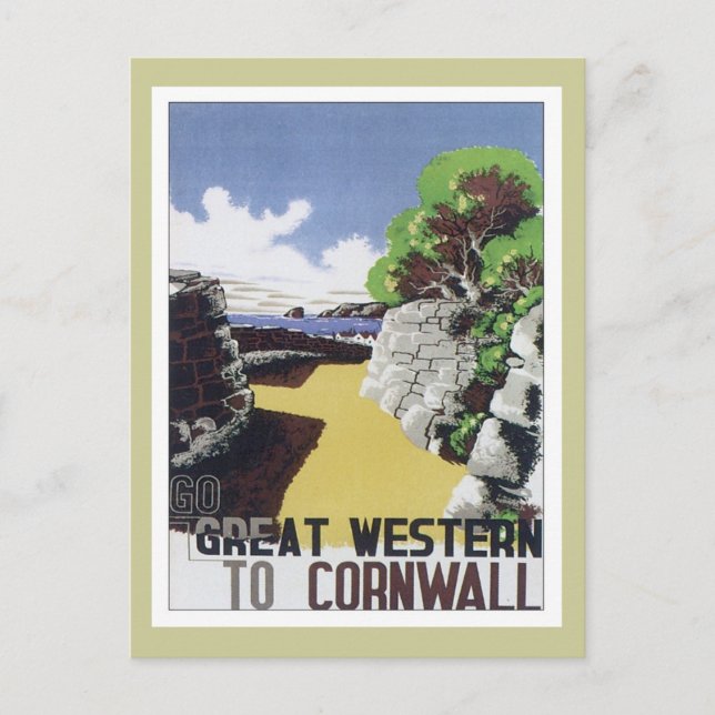 Vintag Cornwall Western Postkarte (Vorderseite)