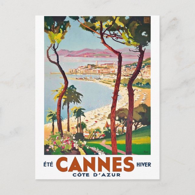 Vintag Cote D'Azur Cannes Postkarte (Vorderseite)