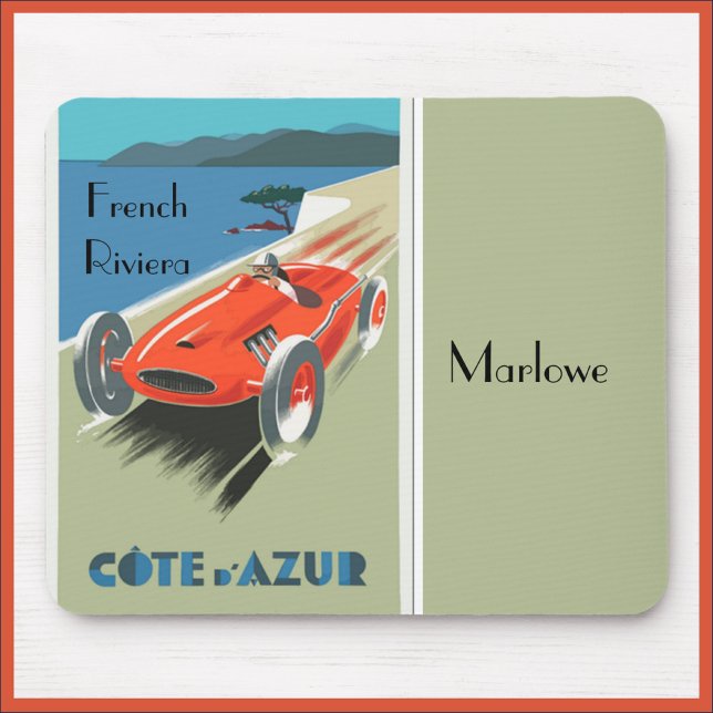 Vintag Cote d'Azur Travel Poster Mousepad (Von Creator hochgeladen)