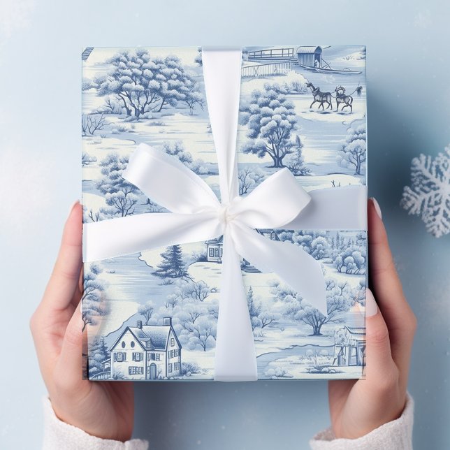 Vintag Country Christmas Blue Geschenkpapier (Von Creator hochgeladen)