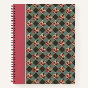 Vintag Country Gray Gingham Floral Notebook Notizbuch