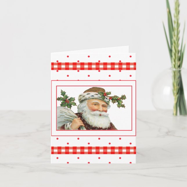 Vintag Country Santa Weihnachtskarte Feiertagskarte (Vorderseite)