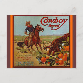 Vintag Cowboy Brand Fruchtsteerte Rinder Postkarte