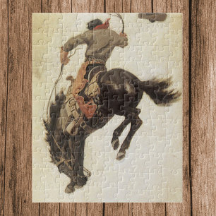 Vintag Cowboy, Bronco Buster Studie von NC Wyeth