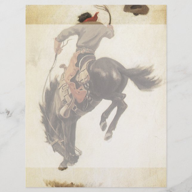Vintag Cowboy, Bronco Buster Studie von NC Wyeth (Vorderseite)