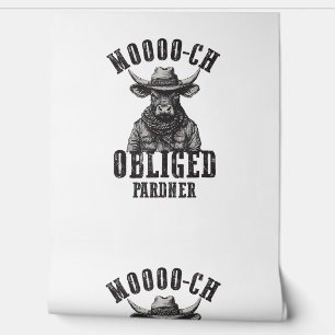 Vintag Cowboy Bull Rodeo Moooch Obligated Pardner Tapete